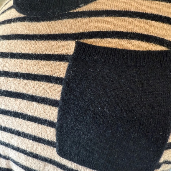 Wool/Cashmere Blend Camel/Black Striped Sweater from Naadam. M - Picture 2 of 10